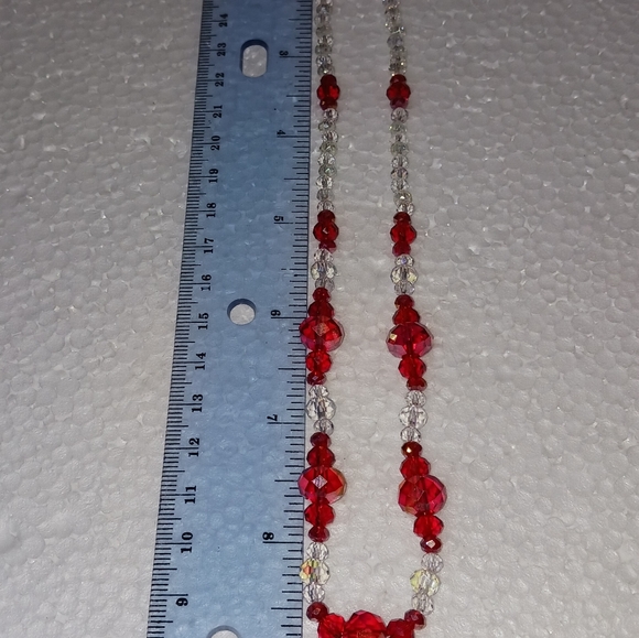 New, Crystal Necklace red and clear crystals and silver clasp - Picture 3 of 4